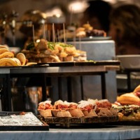tapas and pinchos in a tapas bar in spain - food stock pictures, royalty-free photos & images