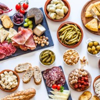 tapas on white background - food stock pictures, royalty-free photos & images