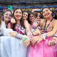 Taylor Swift fans are seen during 