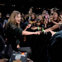 Taylor Swift, Swift interacts with her fans during the Taylor Swift reputation Stadium Tour at Gillette Stadium on July 26, 2018 in Foxborough,...