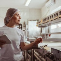 tech-savvy female baker using tablet for bakery operations - food stock pictures, royalty-free photos & images