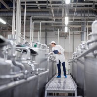 technician in ice cream factory - food photos et images de collection