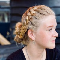 teenage girl getting a nice braid - hairstyle stock pictures, royalty-free photos & images