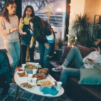 teenagers dancing to the music - junk food stock pictures, royalty-free photos & images