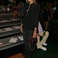Tennis player Maria Sharapova poses in the front row at the Marc Jacobs Spring 2006 fashion show during Olympus Fashion Week at Bryant Park on...