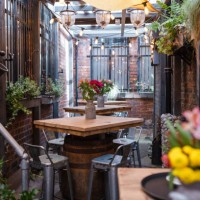 terrasse de bière excentrique - garden decoration photos et images de collection