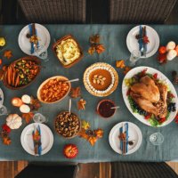 thanksgiving party table setting traditional holiday stuffed turkey dinner - food stock pictures, royalty-free photos & images