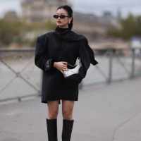 Thanya Wong seen wearing Gentle Monster black sunglasses, Polène Paris gold jewelry / earrings and rings, Vautrait black oversized elegant blazer...