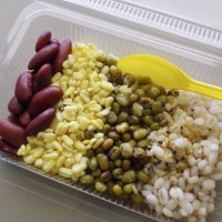 the box of mixed grain for heathy eating - junk food stock pictures, royalty-free photos & images