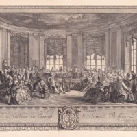 the concert, drawed by augustin de saint-aubin, woodcut, published 1891 - concert stock illustrations