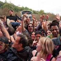 The crowd goes wild at The Offspring concert at the Rock en Seine festival, Saint-Cloud, France, 24 August 2024.