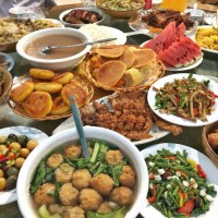 the dining table of the farmhouse is filled with food. - food stock pictures, royalty-free photos & images