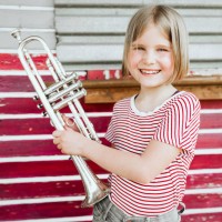 the girl with the trumpet. - concert stock pictures, royalty-free photos & images