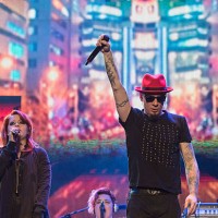 The Italian singers Noemi e J-Ax perfom live at The traditional Labor Day concert in Rome's central Piazza San Giovanni on Friday, 1st May 2015...