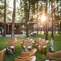 the location of the wedding ceremony at sunset in the open air - garden decoration stock pictures, royalty-free photos & images