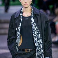 The model Mingus Lucien Reedus at the Versace fashion show on the second day of Milan Fashion Week Men's Collection Spring Summer 2023. Milan , June...