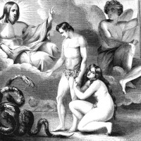 The proposed decorations of the new Houses of Parliament; Paradise; Haydon's cartoon, The Curse, 1844. God expels Adam and Eve from the Garden of...