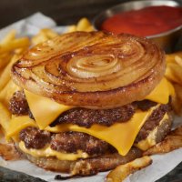 the viral fried onion wrapped double cheese burger - junk food stock pictures, royalty-free photos & images