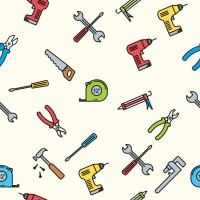 thin line home improvement diy background pattern - home decoration stock illustrations