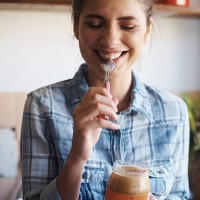 this peanut butter's got me feeling good on the inside! - food stock pictures, royalty-free photos & images