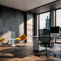 three dimensional design of modern office - home decoration stock illustrations