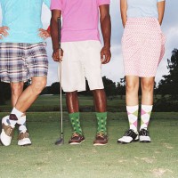 three golfers standing in row on golf course, low section - fashion stock pictures, royalty-free photos & images