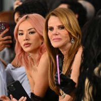 Tina Leung and Anna Dello Russo attend the Blumarine fashion show during the Milan Fashion Week - Womenswear Fall/Winter 2025/2026 on February 27,...