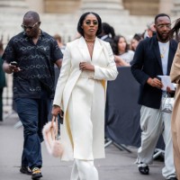 Tiwa Savage is seen outside Fendi during Paris Fashion Week - Haute Couture Fall Winter 2022 2023 - Day Four on July 07, 2022 in Paris, France.