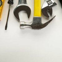 tools for building a house or repairing an apartment, on a white table or background. the foreman's workplace. the theme of home and professional repairs, business and construction industry. copy space. - home decoration stoc