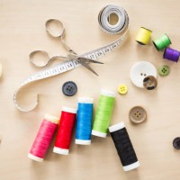 top shot of sewing equipment, nancy, france - fashion stock pictures, royalty-free photos & images