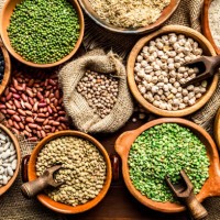 top view of leguminous seeds on rustic wood table - food stock pictures, royalty-free photos & images