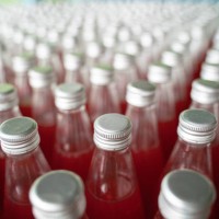 top view red juice, fruit mixed with basil seeds, clear bottle, flavored with pineapple flavor, ready to drink for health. - food stock pictures, royalty-free photos & images