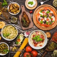 top view table full of food - food stock pictures, royalty-free photos & images