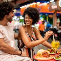 tourist couple at the market - food stock pictures, royalty-free photos & images