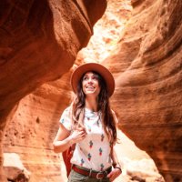 tourist exploring a canyon in grand canary. canary islands, spain - travel stock pictures, royalty-free photos & images