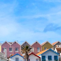 traditional colorful houses in costa nova, aveiro, portugal - garden decoration stock pictures, royalty-free photos & images