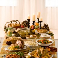traditional holiday dinner laid out buffet style - food stock pictures, royalty-free photos & images