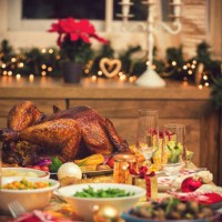 traditional stuffed christmas turkey with side dishes - food stock pictures, royalty-free photos & images