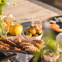 traditional swedish midsummer food - garden decoration stock pictures, royalty-free photos & images