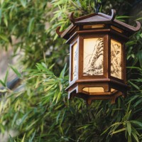 tranquil scene lantern and bamboo - garden decoration stock pictures, royalty-free photos & images