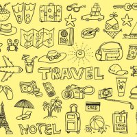 travel funny doodles - travel stock illustrations