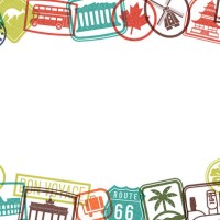 travel landmarks rubber stamps grunge picture frame grunge background - travel stock illustrations