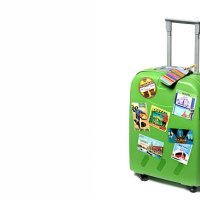 travel suitcase with travel stickers - travel stock pictures, royalty-free photos & images
