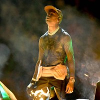 Travis Scott performs during the Pepsi Super Bowl LIII Halftime Show at Mercedes-Benz Stadium on February 03, 2019 in Atlanta, Georgia.