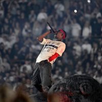 Travis Scott performs onstage during the Utopia – Circus Maximus World Tour at Tottenham Hotspur Stadium on July 11, 2024 in London, England.