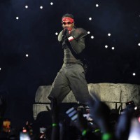 Travis Scott performs onstage during Travis Scott's Circus Maximus Stadium Tour at Met Life Stadium on October 09, 2024 in East Rutherford, New...