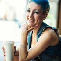 trendy girl in a cafe - junk food stock pictures, royalty-free photos & images