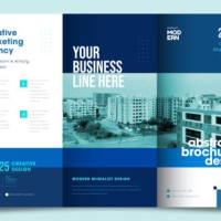 tri fold brochure design with line shapes, corporate business template for tri fold flyer. - fashion stock illustrations