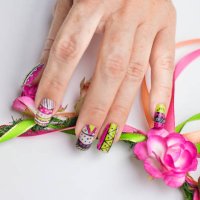 tribal-inspired nail art on long nails - nails art stock pictures, royalty-free photos & images