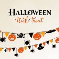 trick or treat halloween bunting - home decoration stock illustrations